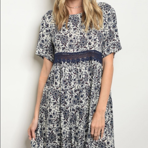 B2G1💕 Floral Lace Waist Midi Dress - Picture 2 of 6